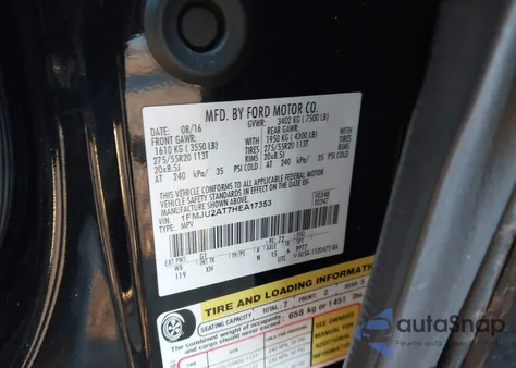 2017 Ford Expedition Limited из США, поврежденный, VIN 1FMJU2AT7HEA17353